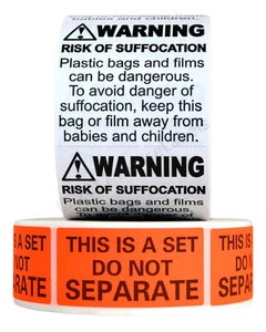 FBA Combo Pack (1x Suffocation Warning Labels And 1x Do Not Separate Labels) - Picture 1 of 4