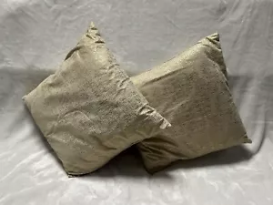 Two gold cream beige decorative decor throw pillows 16” x 16” - Picture 1 of 10
