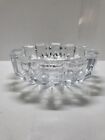 Large Round Glass Clear Cut Cigar Cigarette Pipe Ashtray Vintage