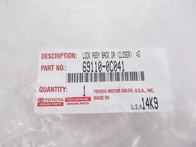 Trava de trava traseira original do fabricante Toyota 08–22 Toyota Sequoia 69110-0C041 - Imagem 1 de 4