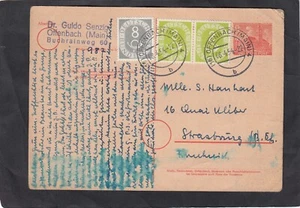 Berlin (West),  Ganzsache P 4 m. ZuF als Auslandspostkarte nach Frankreich 1954 - Bild 1 von 2