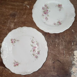 WEIMAR 7" Antik geprägt Porzellan Teller Set Deutschland rosa Blumenporzellan - Bild 1 von 5