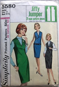Vtg 1964 Simplicity 5580 UNCUT Juniors Size 11 Bust 31-1/2 Jiffy Jumper Pattern - Picture 1 of 2