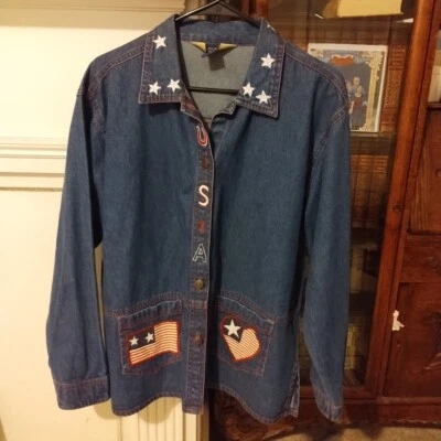 Женская джинсовая патриотическая куртка Natural Impressions размер большой - Изображение 1 из 4