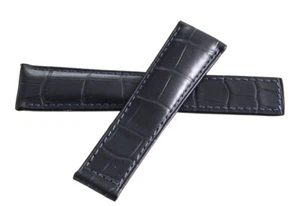 TAG Heuer Men's 22mm x 18mm Dark Blue Leather Watch Band Strap - Picture 1 of 3