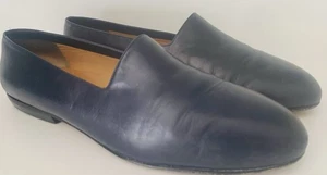 GINA Navy All Leather Flat Loafers Size UK 5.5 Vintage - Picture 1 of 7