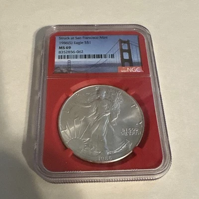 1986-S American Silver Eagle MS69 Highest Grade On Red Core - Image 1 of 2