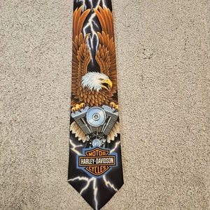 Vintage 1995 Ralph Marlin Harley-Davidson Eagle Tie Lightning Motorcycle USA - Picture 1 of 9
