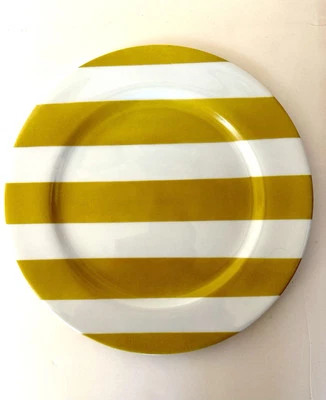 Фарфоровая пластина Marie Daage Paris Charger с ручной росписью лимож в золотую полоску 12 дюймов - Изображение 1 из 4