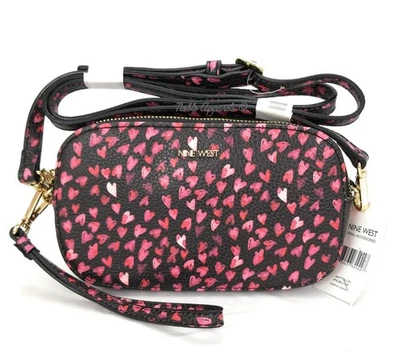 NINE WEST Womens Nancee Hearts Small Crossbody 2 Compartment Wristlet Pouch - Image 1 of 4