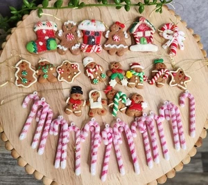 Lebkuchen & Zuckerstange Christbaumschmuck Glitzer Mini 36-teiliges Set NEU - Bild 1 von 7