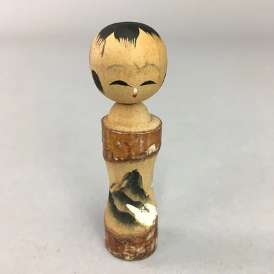 Japanese Kokeshi Doll Wooden Figurine Vtg Landscape Mountain KF339 - Image 1 of 4