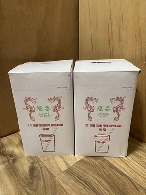 *800 pcs** Restaurant Quality Paper Wrapped Clear Plastic Straw Individual 7.75" - Image 1 of 4
