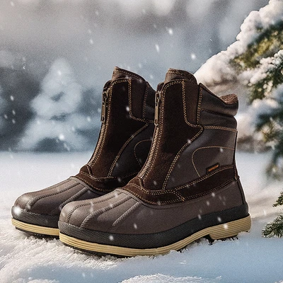 Botas de nieve impermeables con forro cálido para hombre botas al tobillo aisladas al aire libre Foto 1 de 2