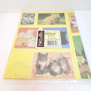 Vtg Buzza Gift Wrap Party Paper Happy Birthday Classic Cats Kittens Photo Prints - Picture 1 of 4
