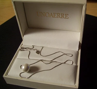 Collana UNOAERRE in argento 925 lunghezza cm. 45 con perla bianca passante - Immagine 1 di 3