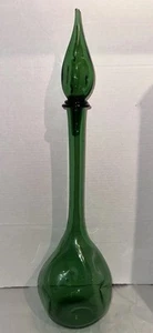 Vintage Empoli smaragdgrün mundgeblasene Glaskaraffe Dschinn Flasche 23" hoch Grübchen - Bild 1 von 24