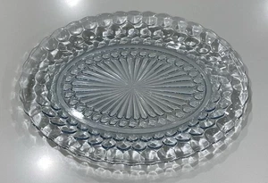 Vintage 1940's Hocking BUBBLE GLASS Fire King Sapphire Blue 12" Oval Platter - Picture 1 of 3