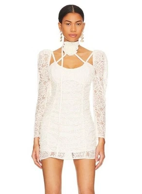 For Love & Lemons Belladonna Ivory Lace Mini Dress NWT - Size L - Image 1 of 4