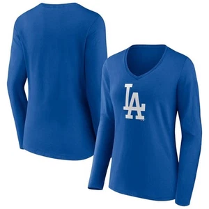 Women's Royal Los Angeles Dodgers Team Primary Logo V-Neck Long Sleeve Size Sm. - Picture 1 of 5