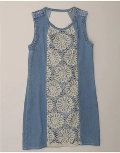 DESIGUAL Womens Sleeveless Denim Dress IT 44 Medium Blue Floral CJ01 - Picture 1 of 3