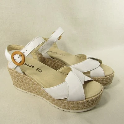 Sandalias de cuña con alpargata Naot de cuero blanco torcido con correa al tobillo talla 40 EE. UU. talla 9 Foto 1 de 4