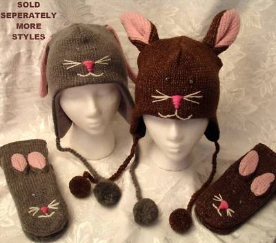 GRIS Gris deLux CONEJO CONEJO SOMBRERO Tejido Cálido Cómodo ADULTO Rosa Orejas Pascua Gorra Esquí Foto 1 de 3