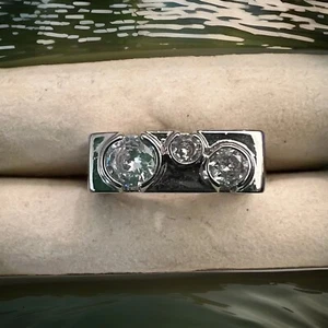 925 Sterling Silber cz Drei Stein Bandring. Größe 7 - Bild 1 von 5