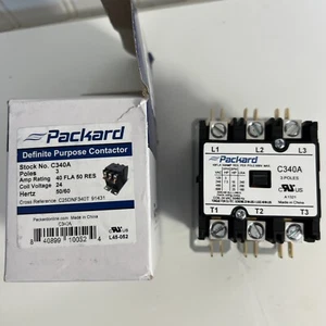 (QTY 1) Packard C340A Contactor 3 Pole 40 Amps 24 Coil Voltage Fast Shipping - Picture 1 of 7