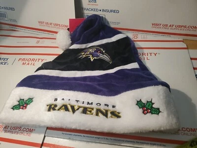 Baltimore Ravens NFL Unisex Holiday Christmas Santa Hat NEW, T1 - Image 1 of 4