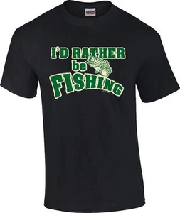 Maglietta I'd Rather Be Fishing Bass Fisherman Fish - Foto 1 di 14