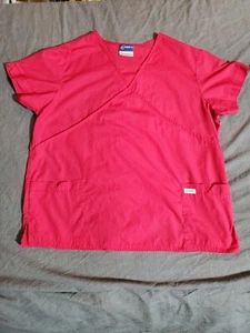 CREST Scrub Top Women's Size 2XL Dental Medical Peach/ Red 2xl - Picture 1 of 10