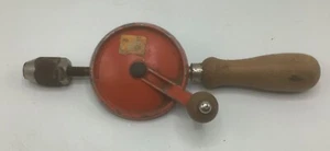 Vintage, Antique Unbranded Egg Beater Hand Crank Ratchet Drill - 10” Wood Handle - Picture 1 of 5