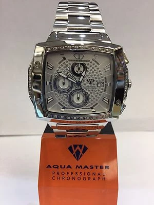 Men Aqua Master Jojo Jojino Joe Rodeo ST.STE Metal Band 51mm Diamond Watch W#354 - Image 1 of 4