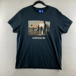 Adidas Shirt Herren XL Schwarz Kurzarm Strand Sonnenuntergang Grafik Freizeit Komfort - Bild 1 von 9