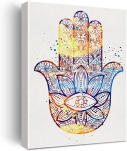 Hamsa Hand Kabbalah 40x50cm Stretched Inspiration Canvas Wall Art Print - Picture 1 of 3