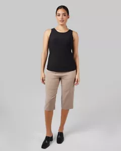 32 DEGREES STRETCH PULL ON CAPRI PANT MOCHA POLY ZIP POCKET BAGGY WOMEN'S L-XL - Picture 1 of 8