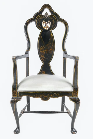 EARLY 20TH C AMERICAN GEORGIAN STYLE CHINOISERIE ARM CHAIR (AF2-016) Cover