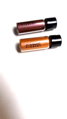 2 MAC PIGMENTS Cosmetics Loose Eye Glitter Minis 1 Pink Bronze and 1 Maroon  - Image 1 of 4