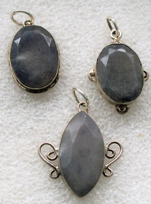 3 Stück:  Edelstein ANHÄNGER  Silber pl. mit  SAPHIR QUARZ  NEU! - Bild 1 von 4