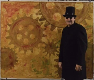 Steam punk original industrial Canvas painting 72”X 60”AbstractModernXL,5ftX6 - Picture 1 of 17