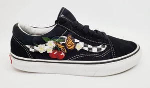 Vans X Embroidered Cherry Butterfly Old Skool Checkered Shoes Womens Size 6 - Picture 1 of 8