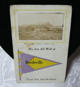 1913 Antique Rare Postcard Real Photo of Wisconsin Pea Canning Co. Reedsville Wi - Picture 1 of 1