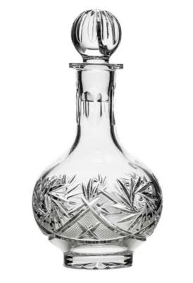 Russian Cut Crystal Glass Decanter with Stopper 16 oz - Soviet Vodka Glassware - Image 1 of 4
