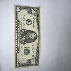 USA banknote $50 1981 Note Chicago Illinois Cutting Error Circulated good cond - Picture 1 of 7