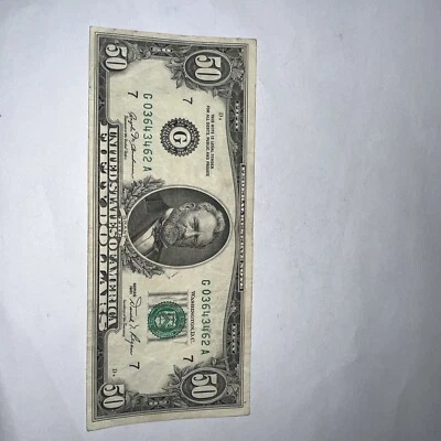 USA banknote $50 1981 Note Chicago Illinois Cutting Error Circulated good cond - Image 1 of 4