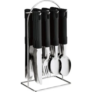 24 PIEZAS CUBIERTOS CENA ACERO INOXIDABLE METAL SOPORTE TENEDORES CUCHARAS DE TÉ COMEDOR - Imagen 1 de 5