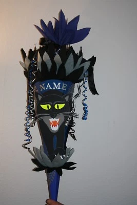 XXL Schultüte / Zuckertüte Panther, für coole Jungs, Neu blau / schwarz