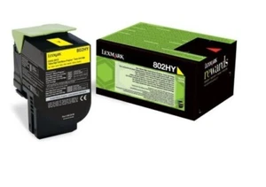 TONER LEXMARK 80C2HY0 802HY Jaune Yellow CARTOUCHE ORIGINAL GENUINE - Photo 1/1