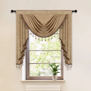 Double-Sided Chenille Valance for Living Room,Coffee Curtains Valance with Beads - Picture 1 of 7